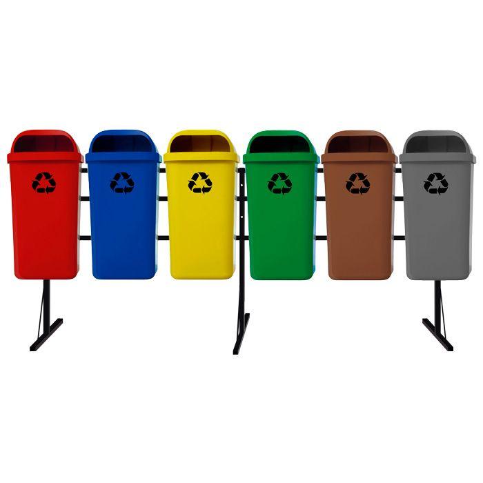 Conjunto 6 Coletores Papeleira 50 Litros